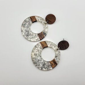 Boho Natural Wood Acrylic Push-back Stud Fashion Dangle Earrings